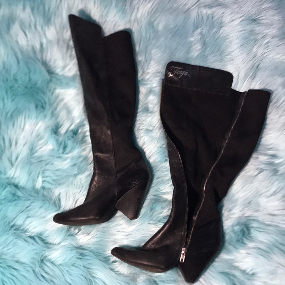 Fergie 6 leather zip up boots